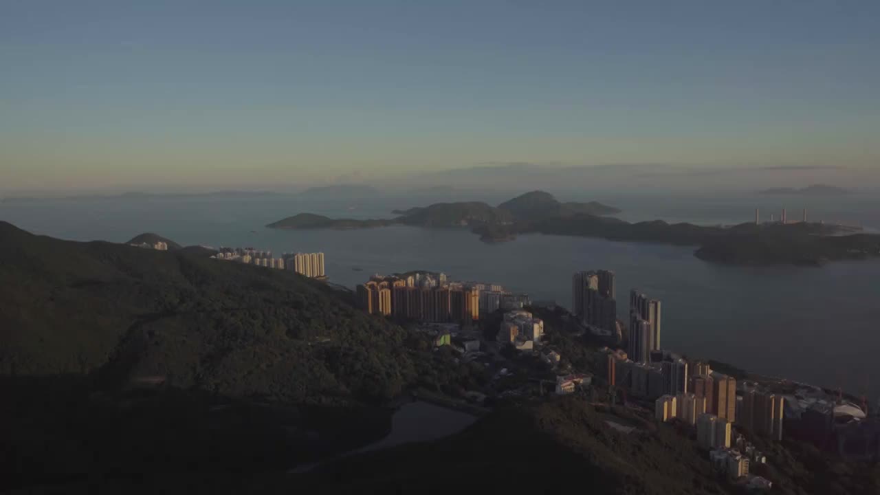 香港西高山海洋岛屿黄昏日落高视角视频素材