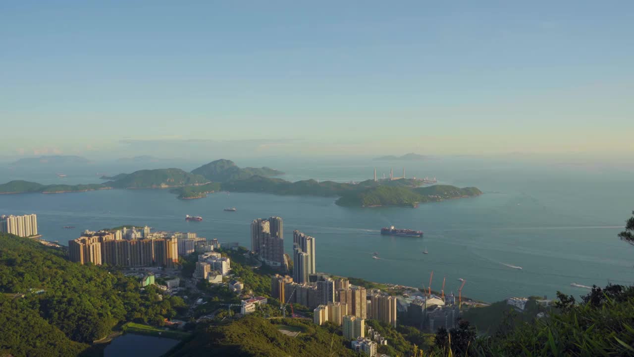 香港西高山海洋岛屿黄昏日落高视角视频素材