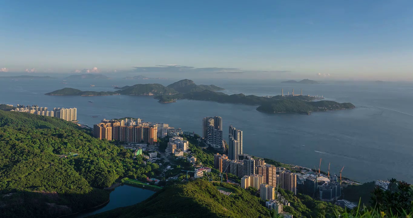 香港太平山海洋海岛高视角夏季黄昏风光视频素材