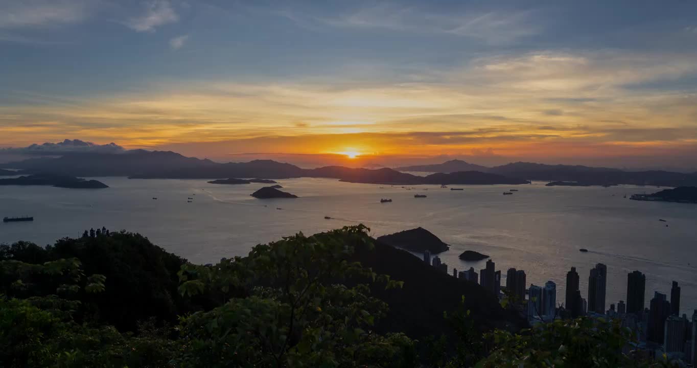 大湾区海上日落高视角视频素材