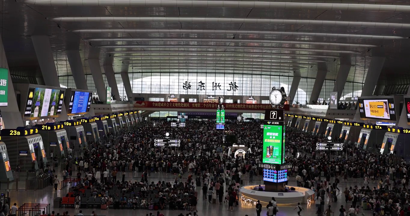 春运高铁站车站人流视频素材