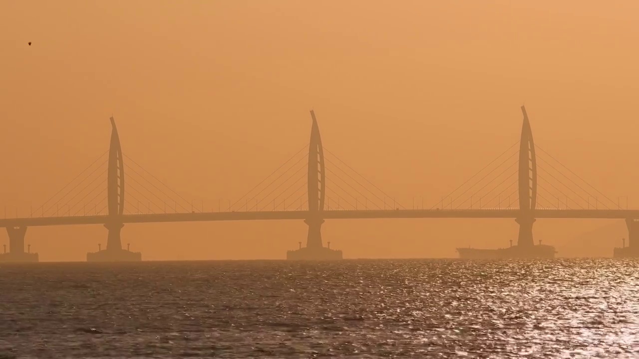 广东省港珠澳大桥日出视频素材