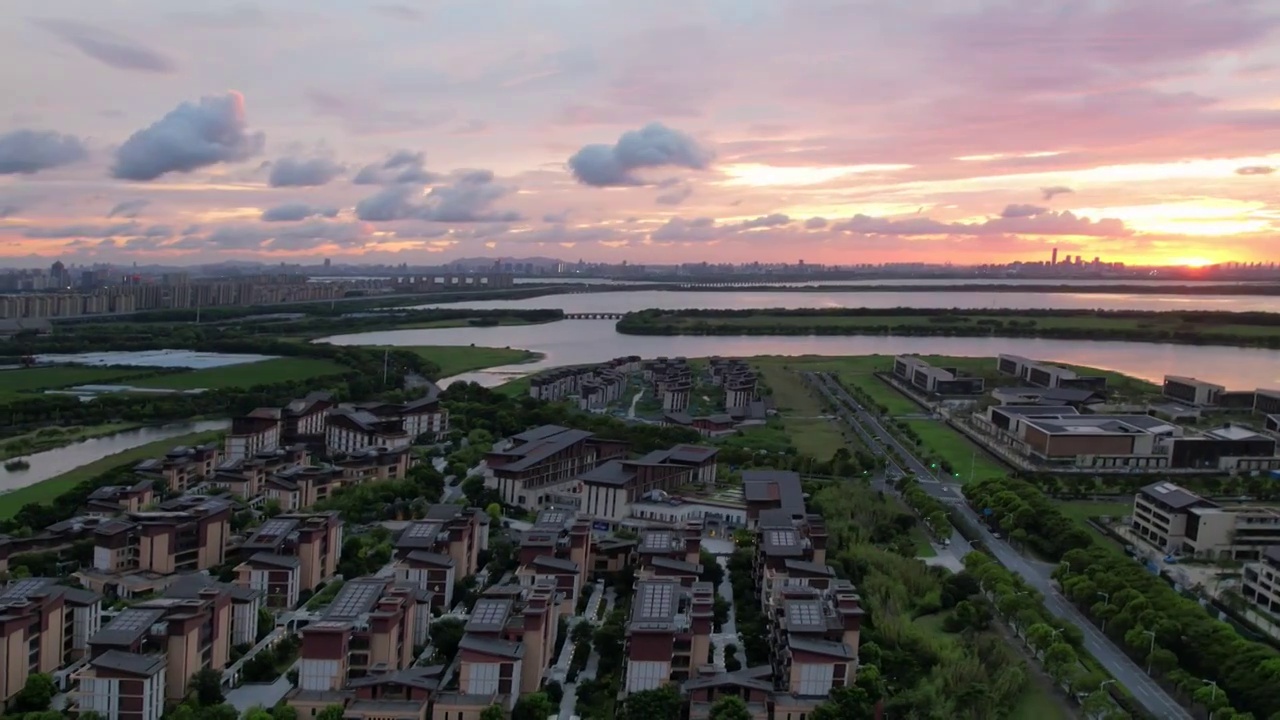 阳澄湖晚霞视频素材