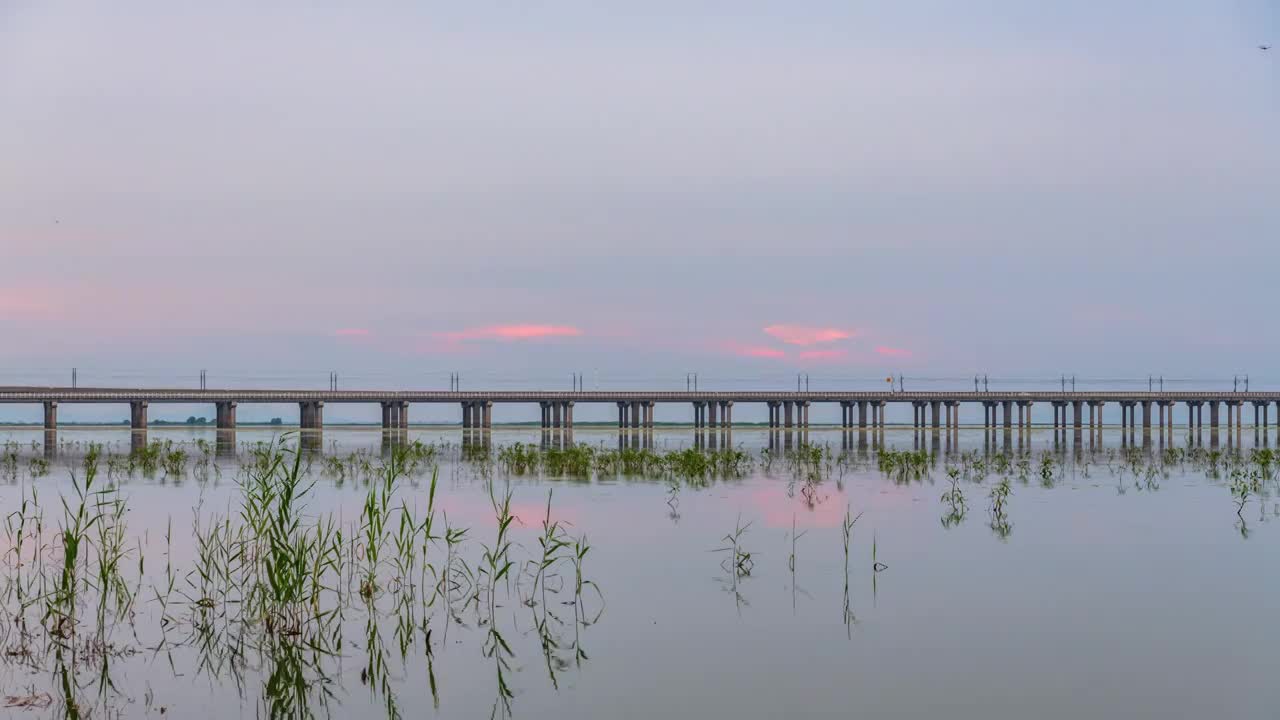 石臼湖特大桥延时摄影，江苏南京视频素材