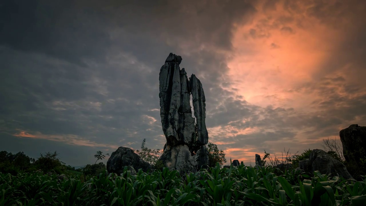 石林风景区    晚霞    延时视频视频素材