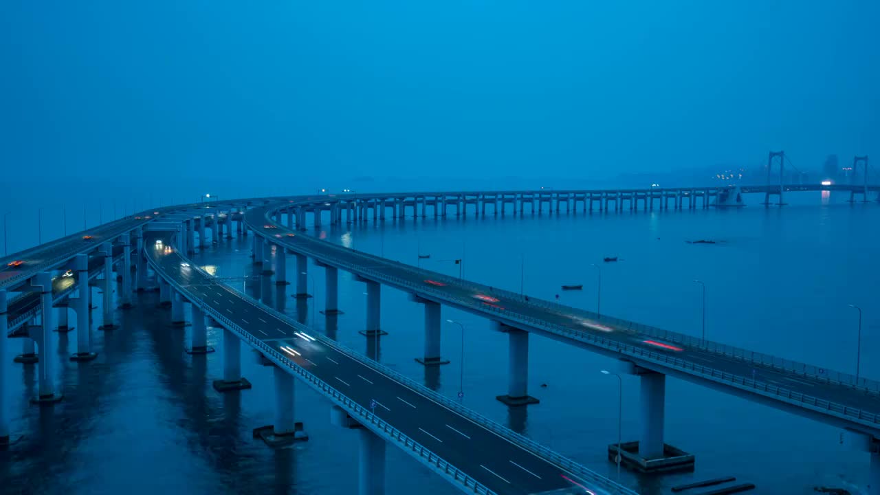 辽宁大连星海湾大桥夜景延时视频素材