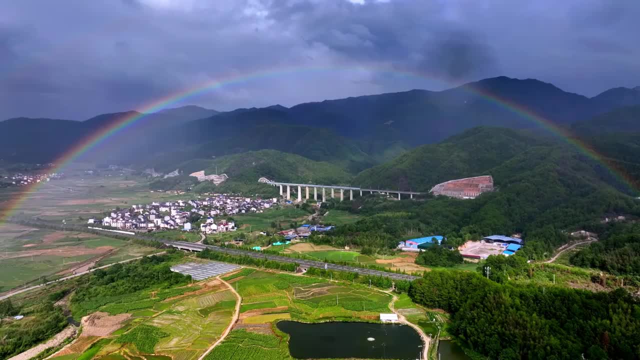 乡村绿色稻田航拍合集视频素材