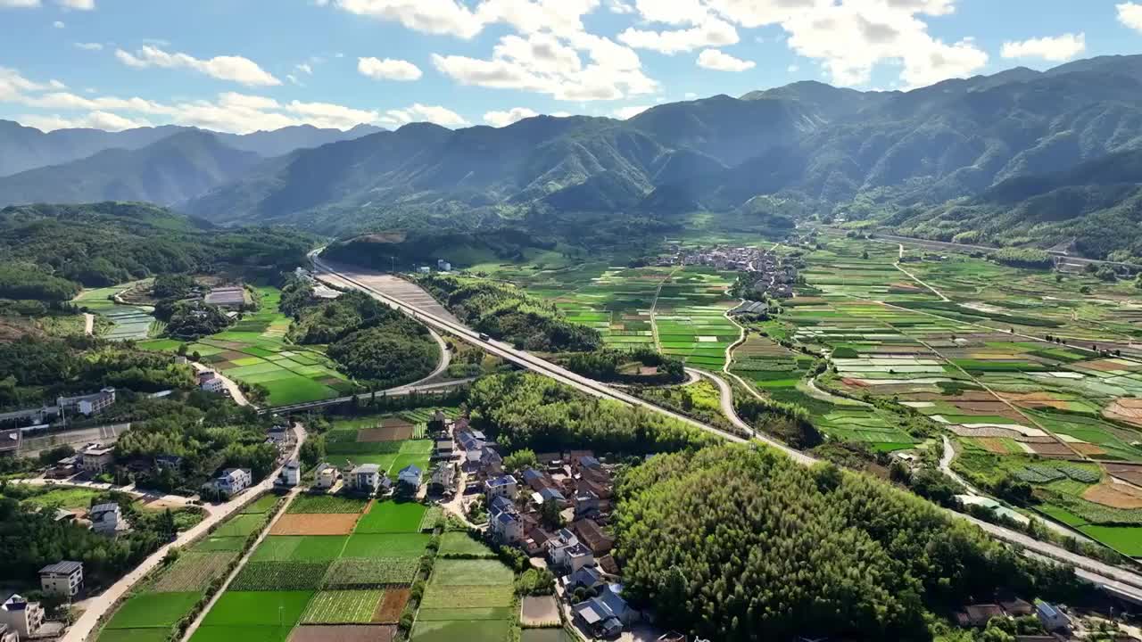 福建南平乡村绿色稻田航拍合集视频素材