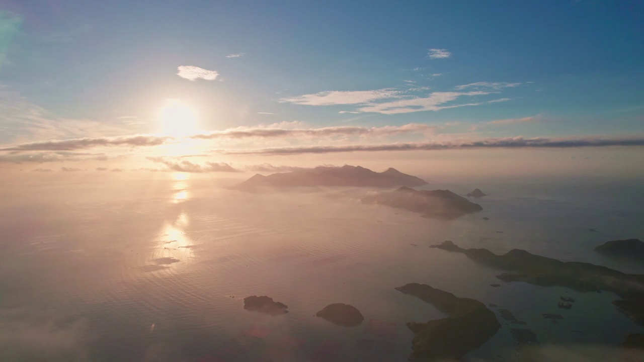 福建省宁德市霞浦三沙花竹村海上日出自然风光航拍视频素材