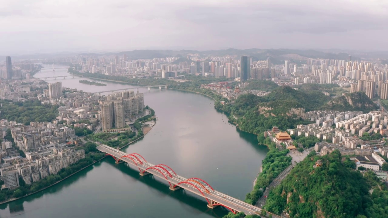 广西柳州城市风光航拍视频素材