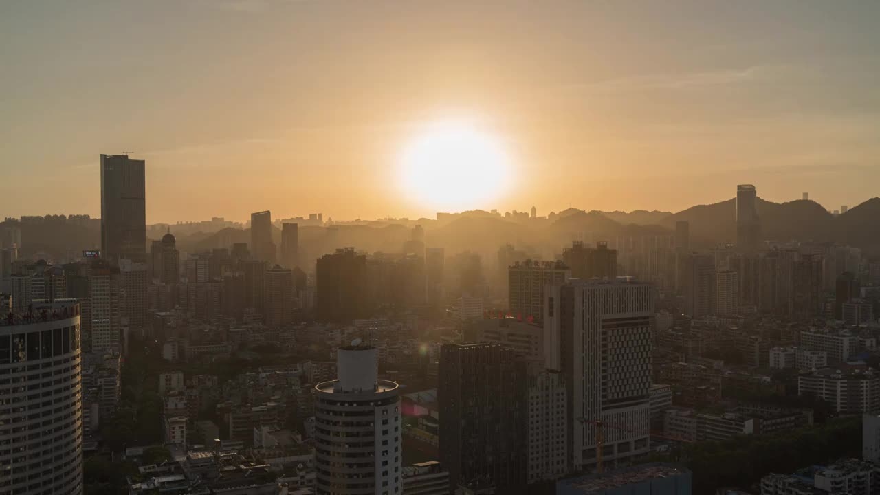 亚洲中国贵州省省会城市贵阳日转夜延时风光摄影视频下载