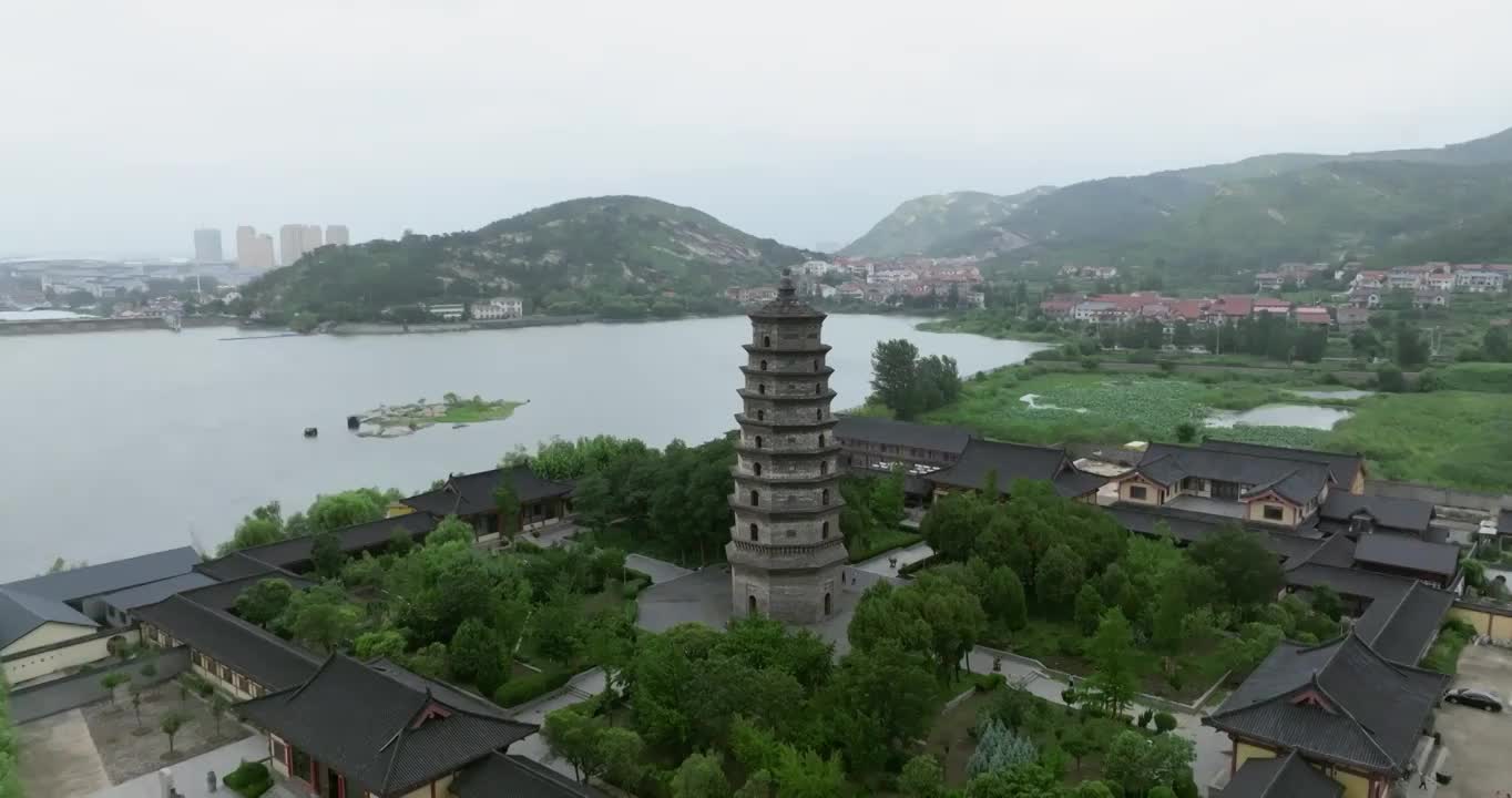 江苏省连云港市花果山风景区海清寺阿育王塔建筑风光视频素材