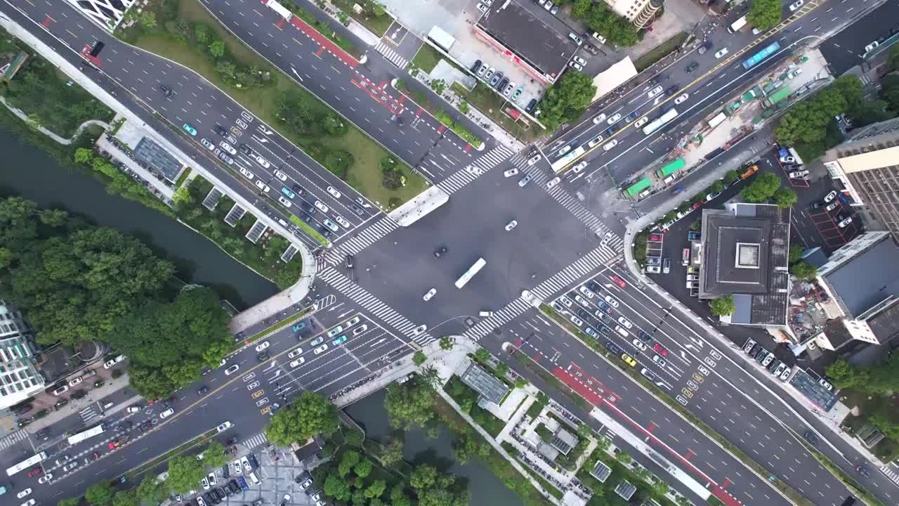 浙江省杭州市西湖区天目山路与古墩路路口航拍视频素材