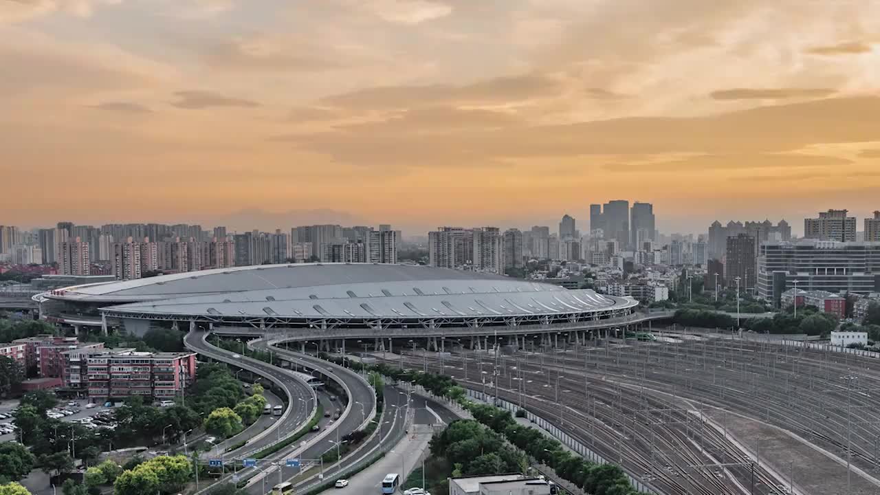 北京南站晚霞延时摄影4K60视频素材