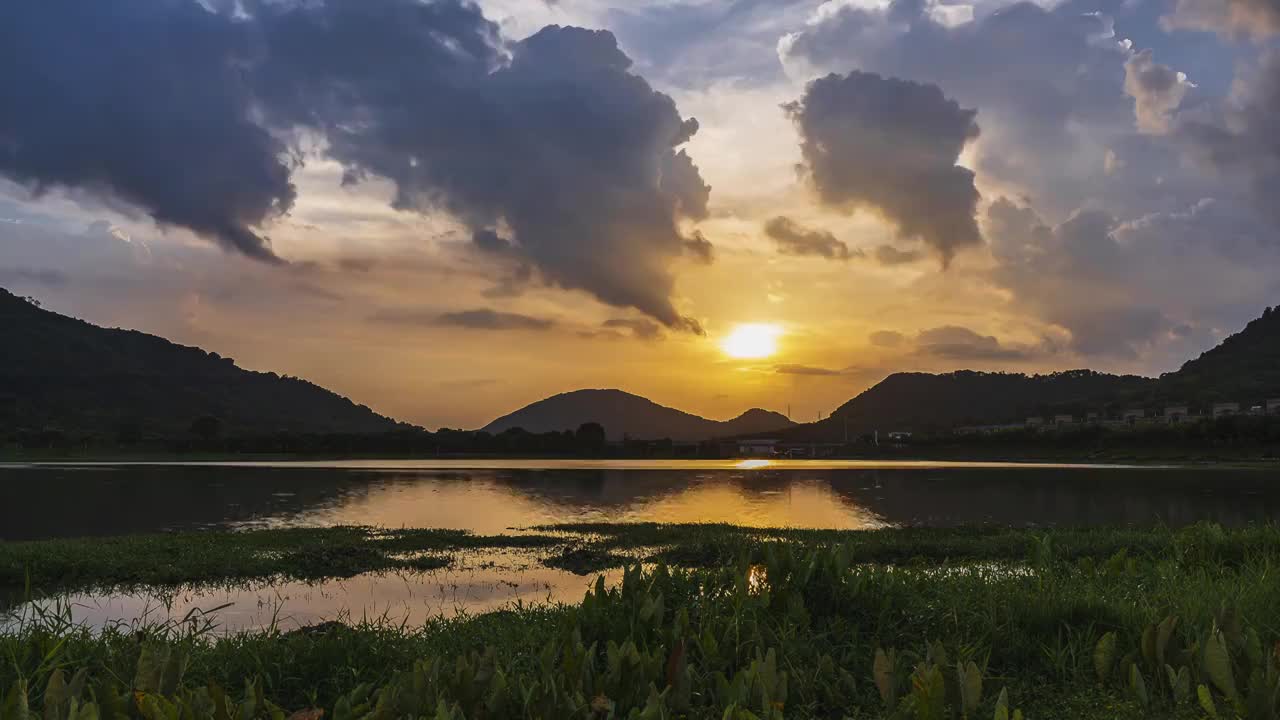 广州从化风云岭落日晚霞夕阳西下视频下载