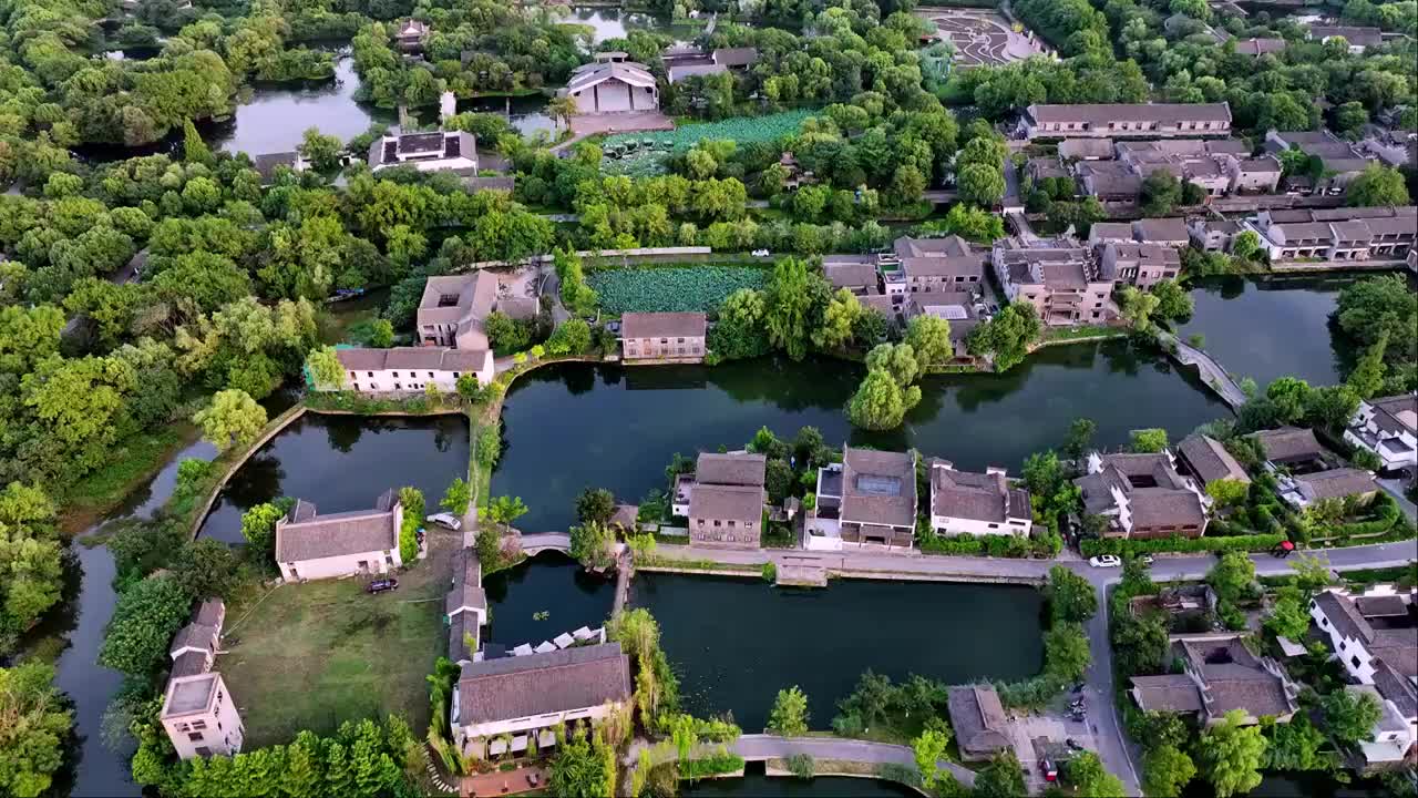 夏天黄昏的杭州西溪湿地美景视频素材