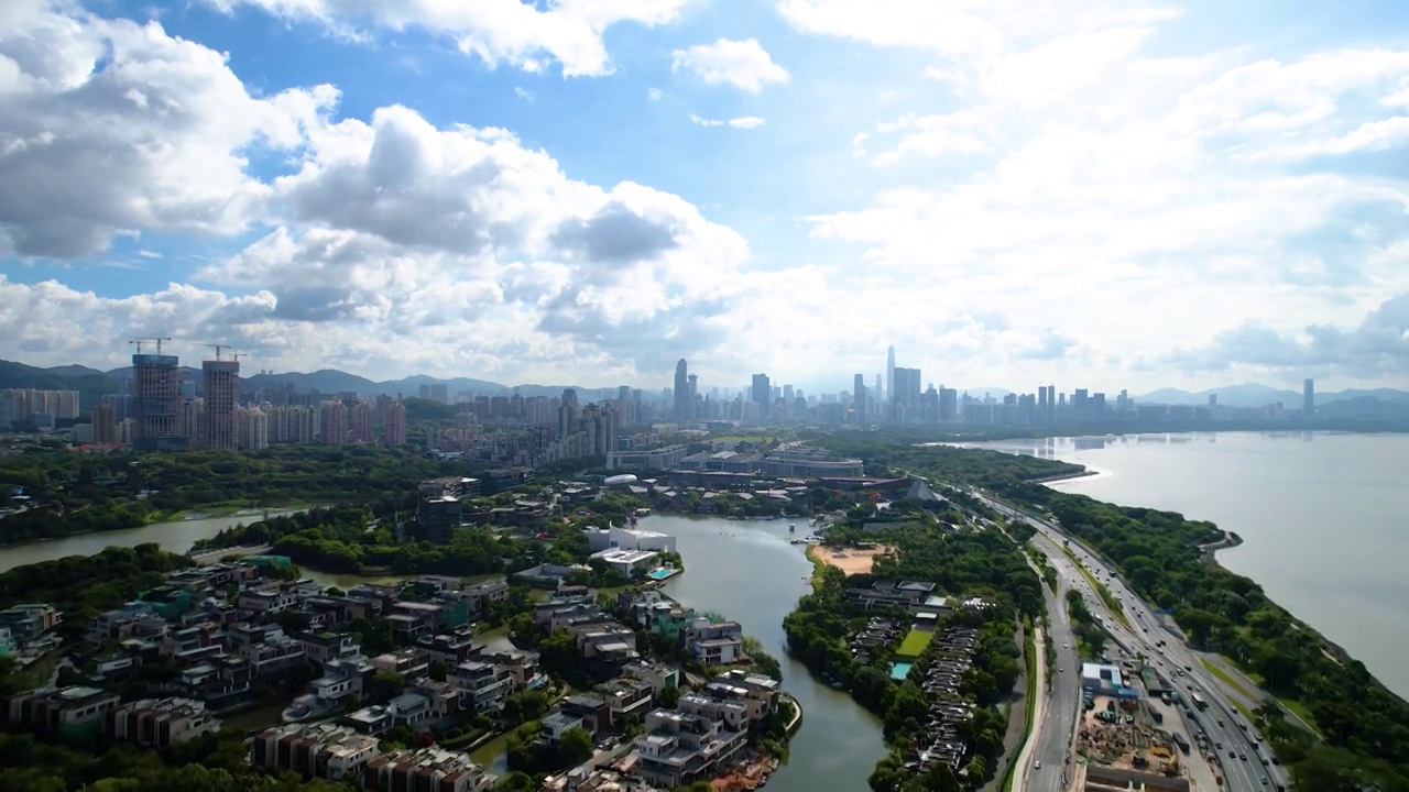 深圳湾欢乐海岸航拍视频素材