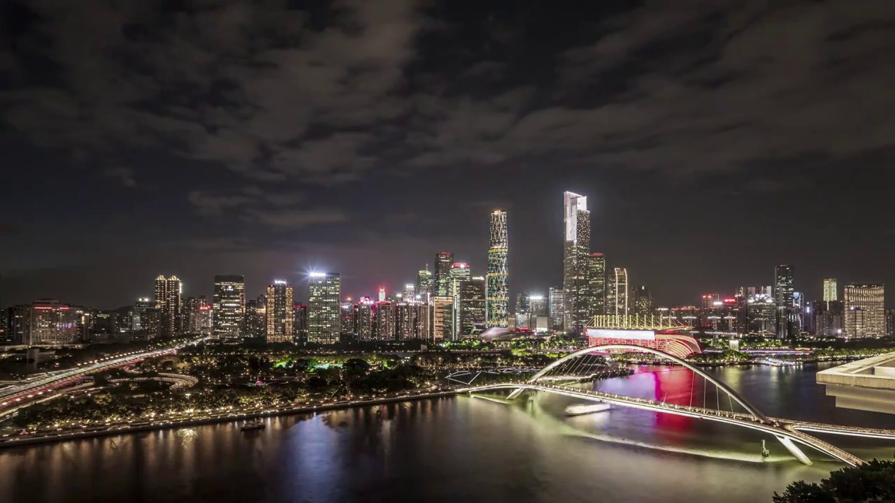 广州珠江新城夏季日转夜延时视频视频素材