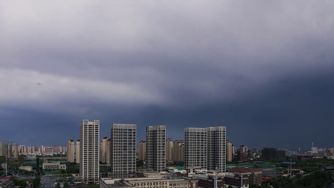 天津城区雨过天晴流云延时视频下载