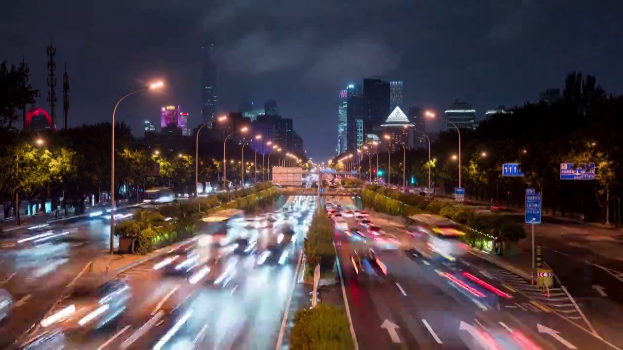 北京东三环夜景延时摄影视频素材