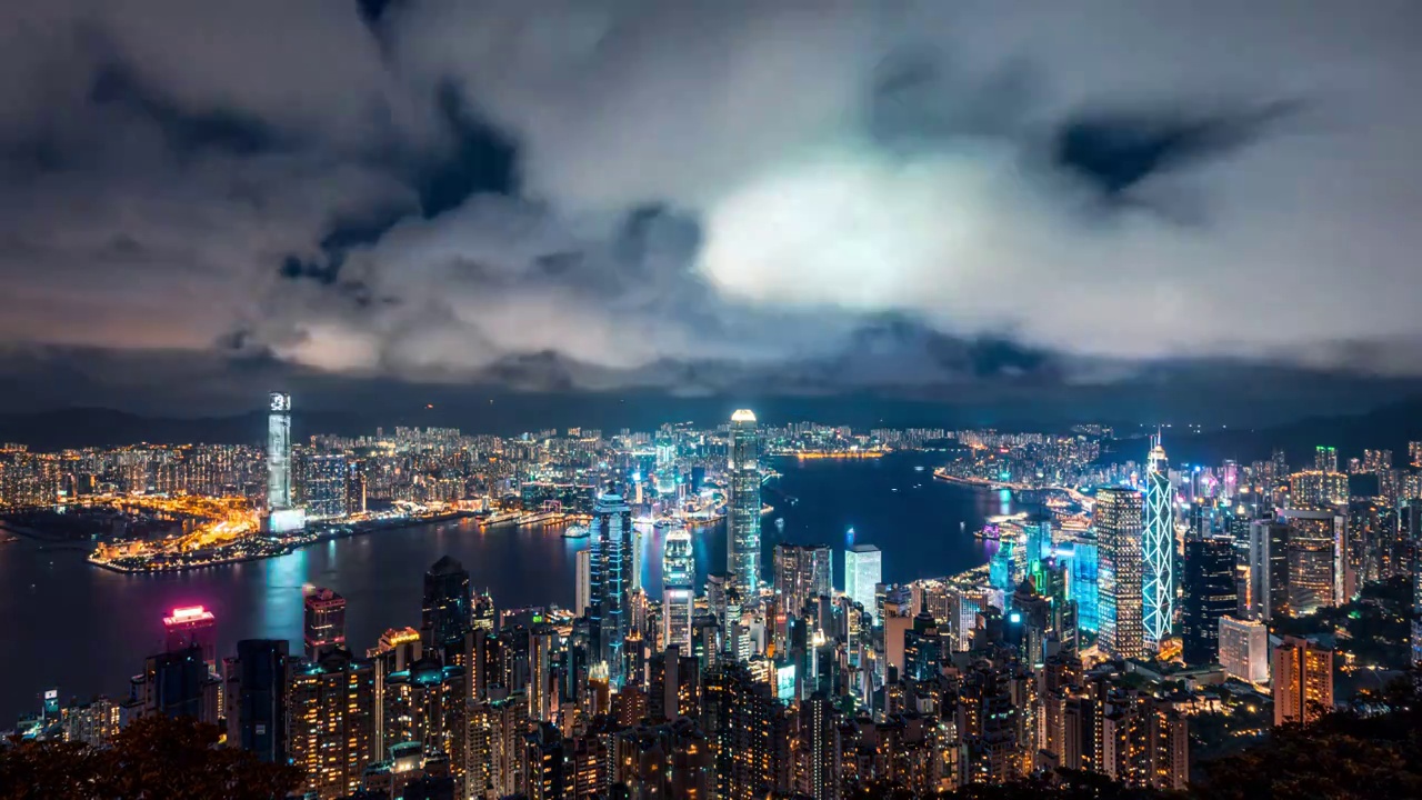 香港城市夜景延时视频素材