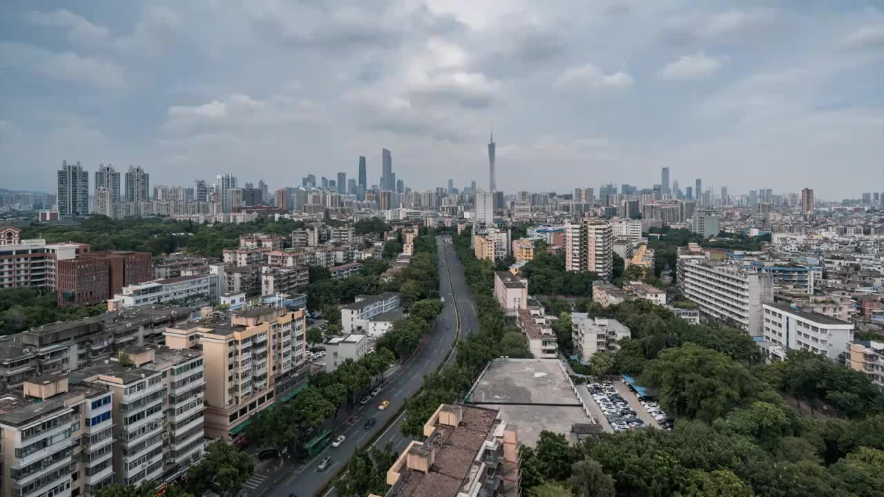 广州珠江新城阴天的夜景视频素材