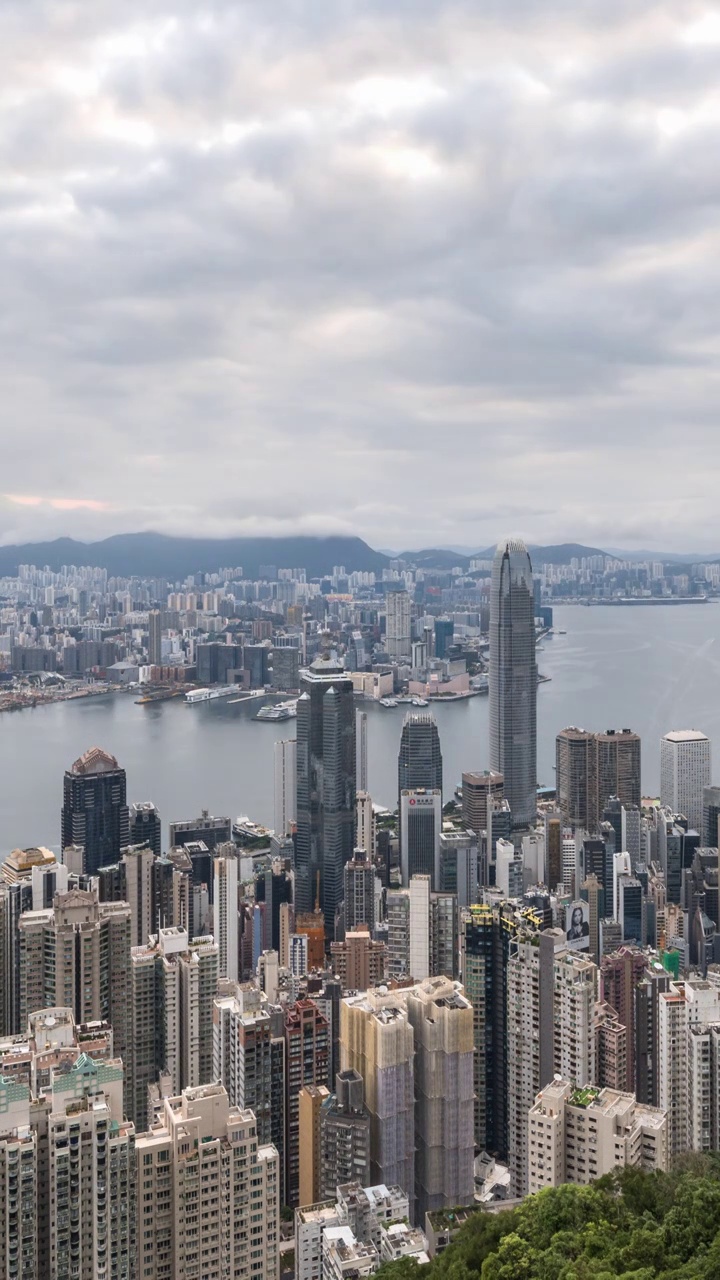 香港维多利亚港城市天际线日出延时视频素材