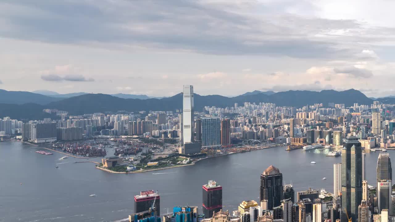 香港九龙半岛城市天际线日落亮灯延时视频素材