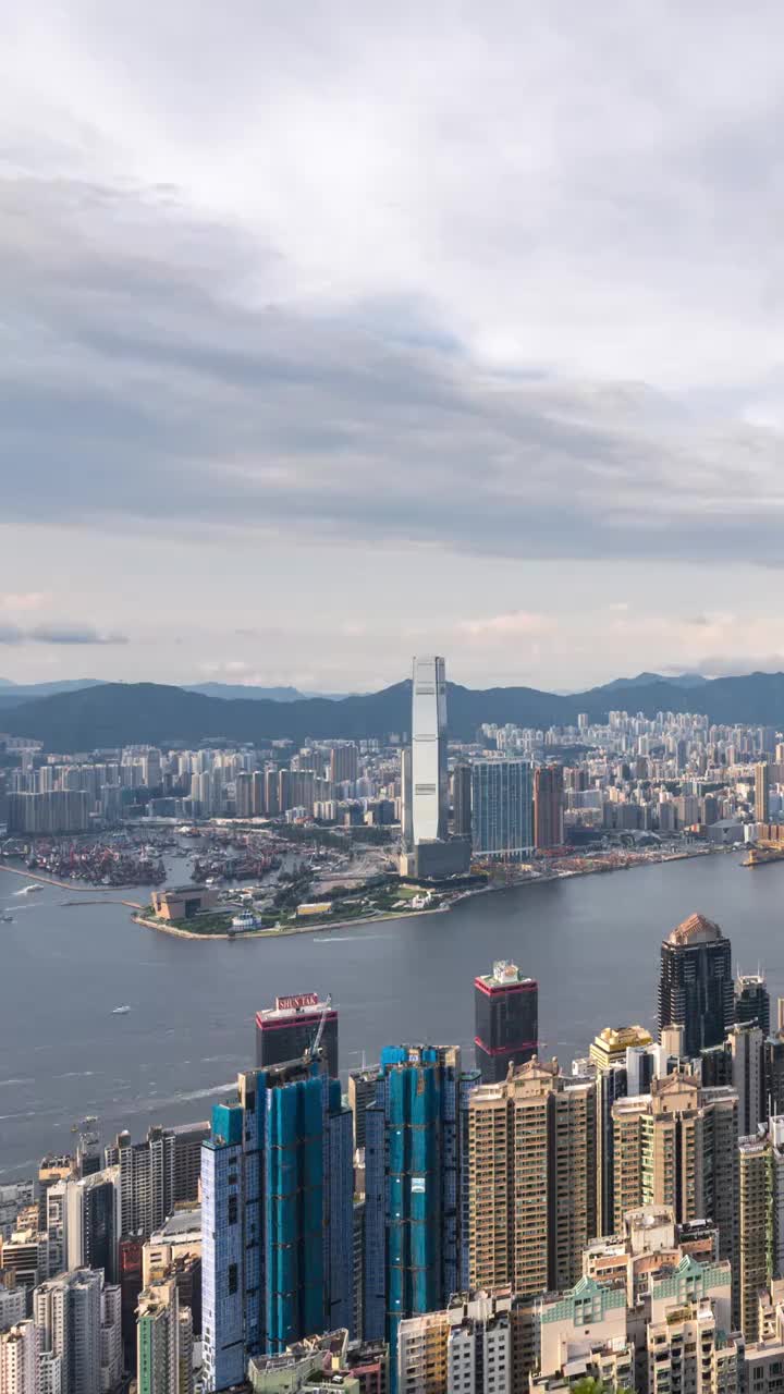 香港九龙半岛城市天际线日落亮灯延时视频素材