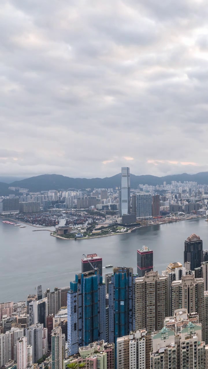 香港九龙半岛城市天际线日出延时视频素材