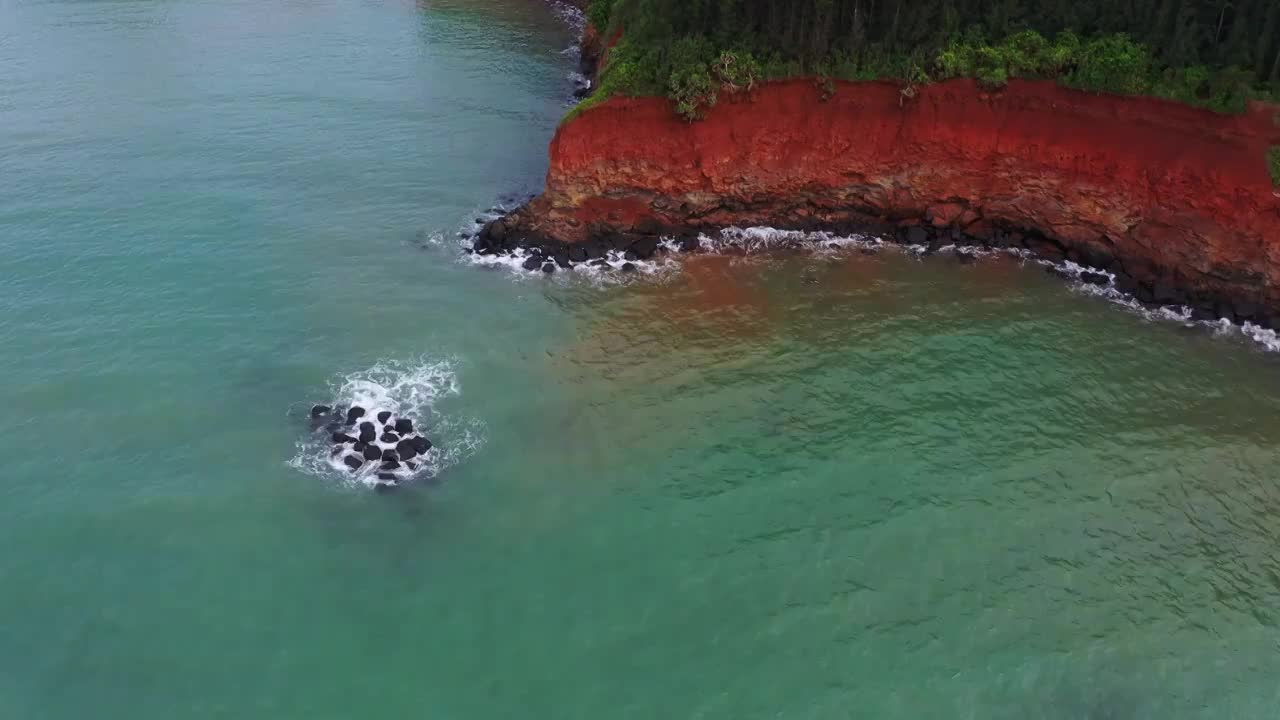 海南儋州火山岩海岸线视频素材