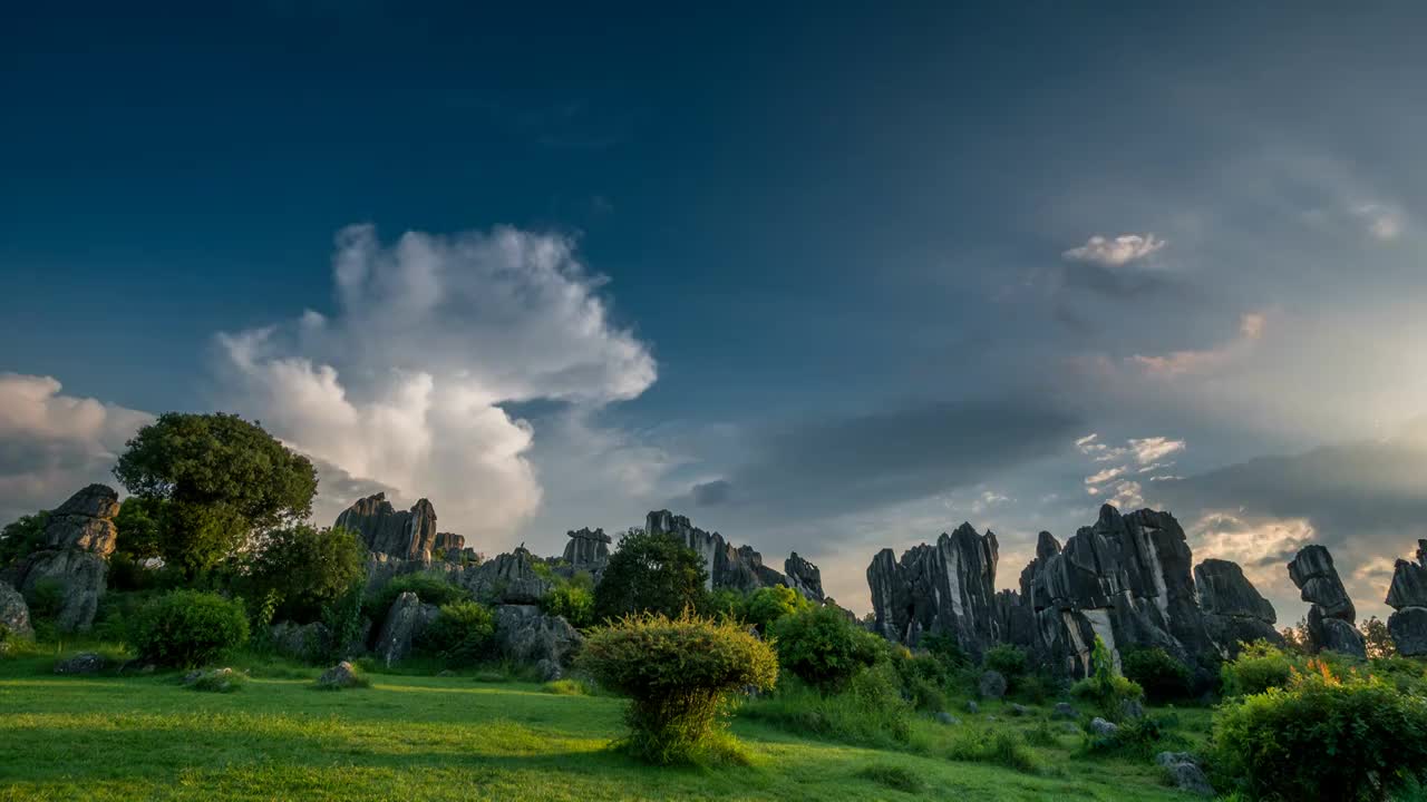 石林风景区  移动延时视频   晚霞视频素材