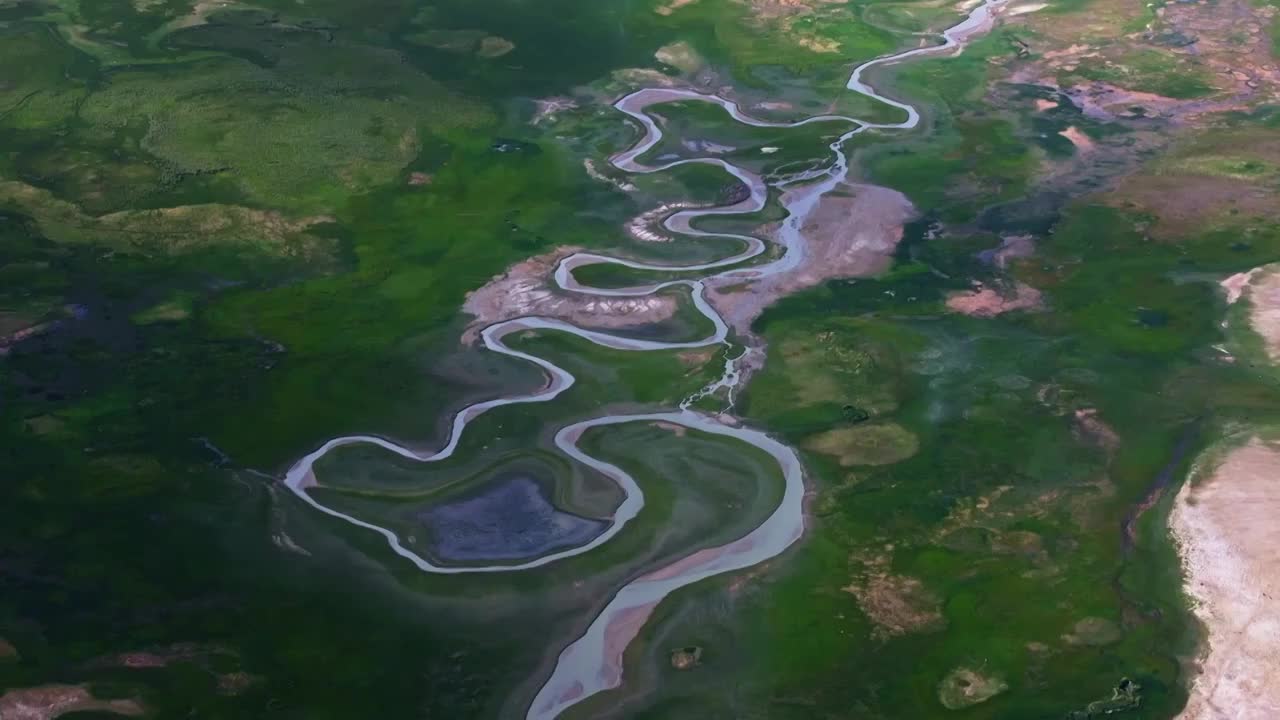 帕米尔高原，塔合曼湿地航拍视频素材