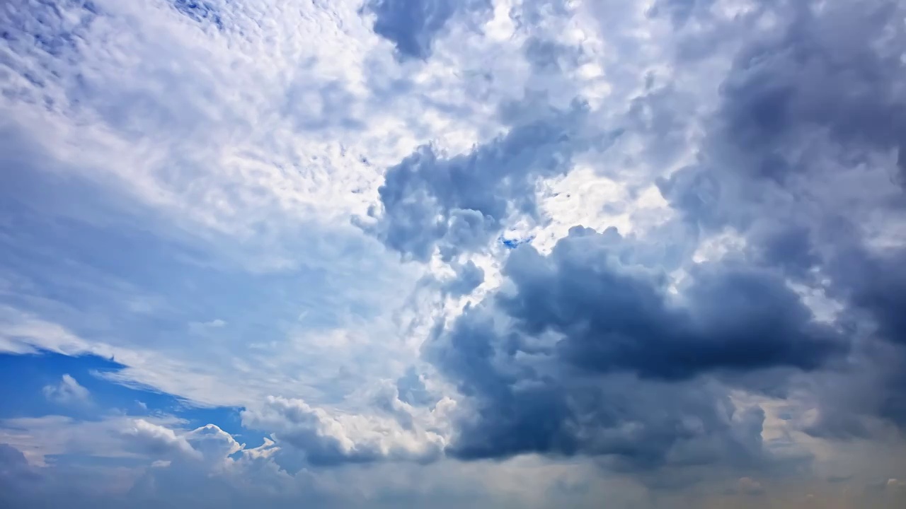 夏天空中飘动的精彩云景延时摄影视频素材