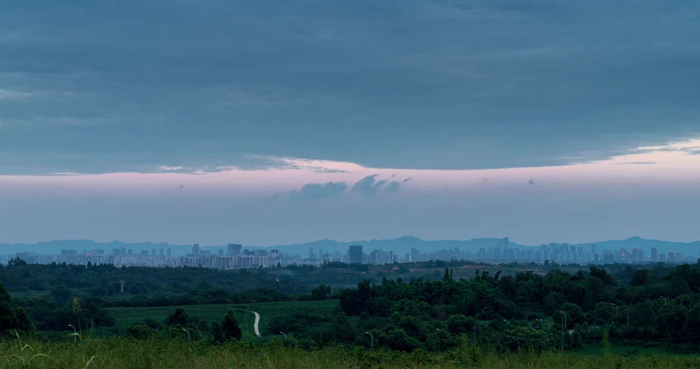 成都天府新区入夜延时，远景视频素材