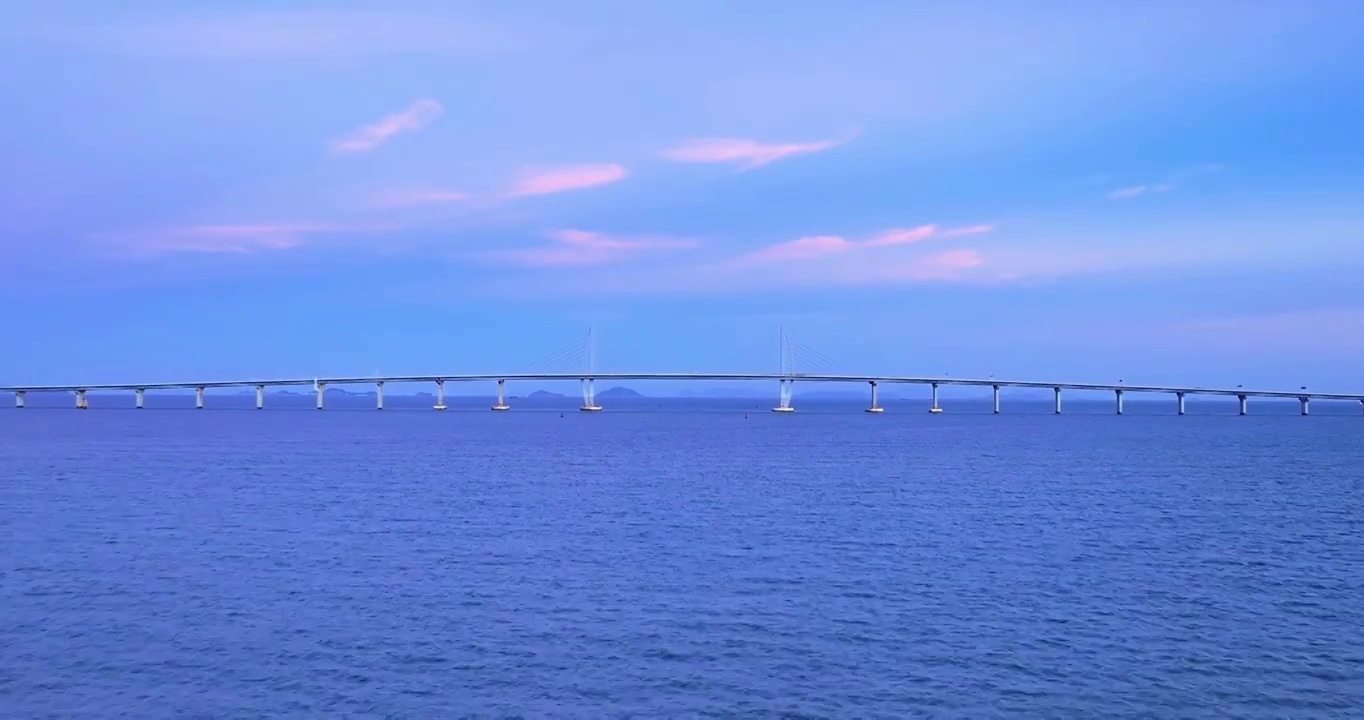 珠海情侣路、港珠澳大桥夜景航拍视频素材