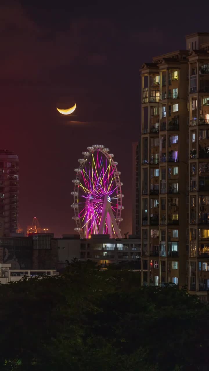 深圳前海欢乐港湾湾区之光摩天轮视频素材