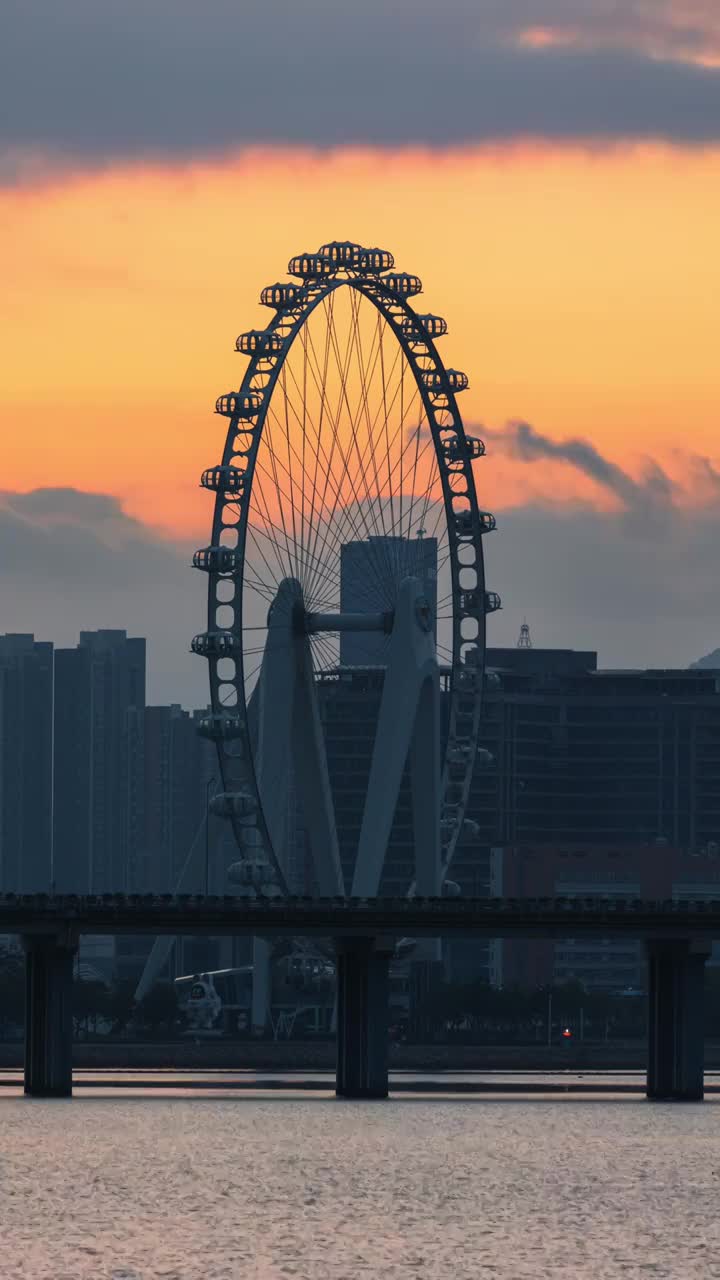 深圳前海欢乐港湾湾区之光摩天轮视频素材