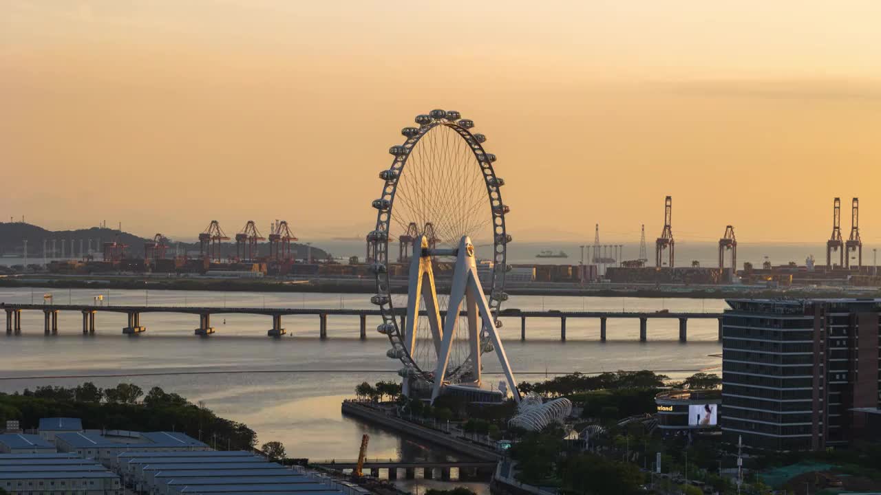 深圳前海欢乐港湾湾区之光摩天轮视频下载