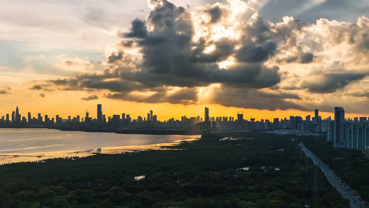 深圳湾公园城市风景视频素材