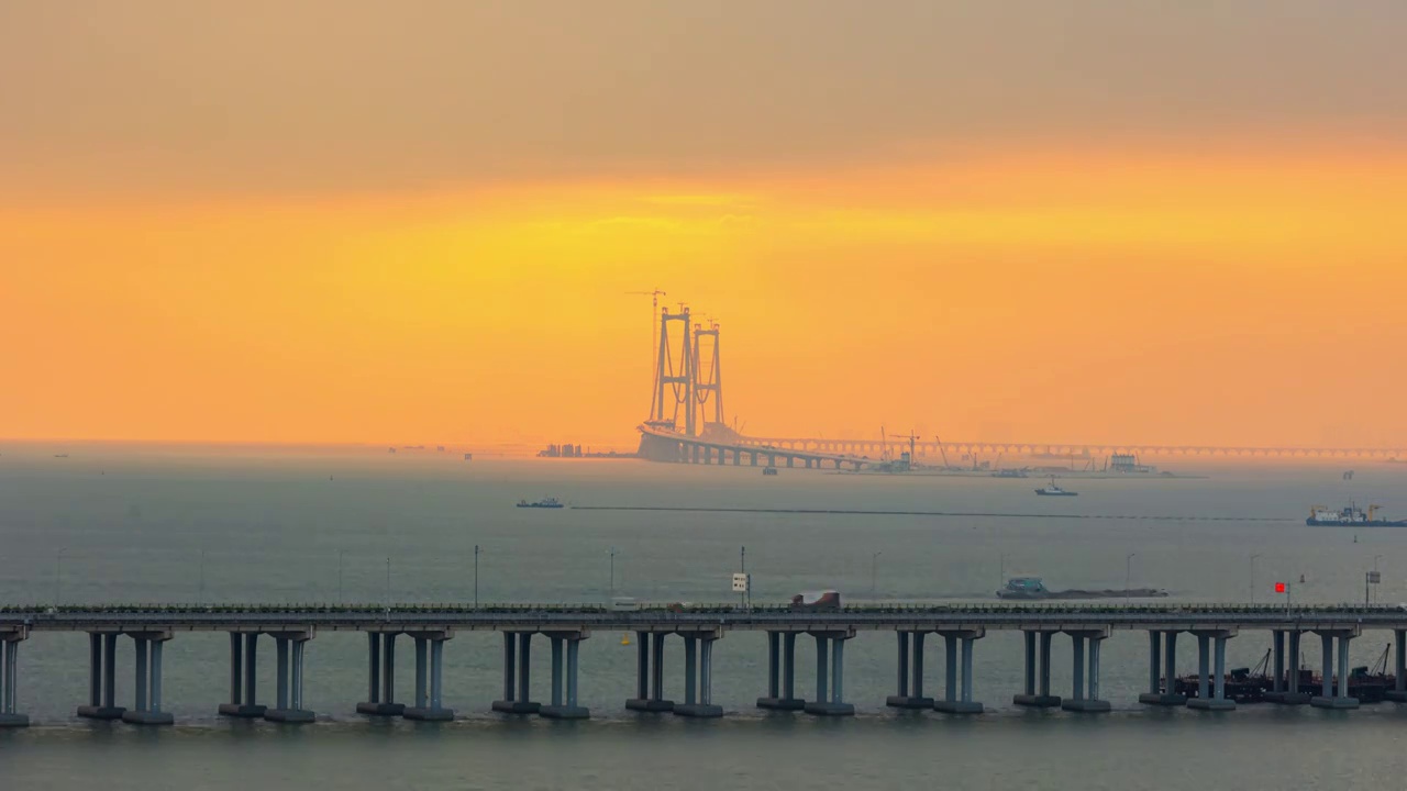 粵港澳大湾区建设中的深中通道视频素材