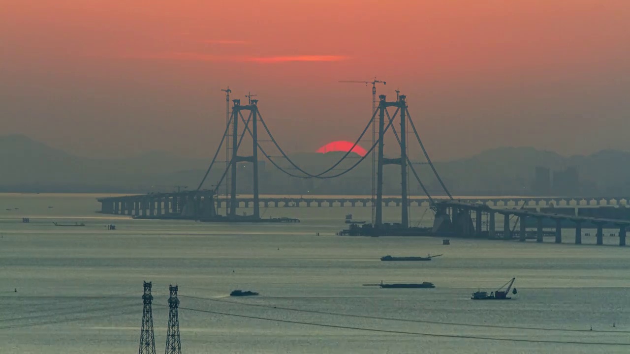 粵港澳大湾区建设中的深中通道视频素材