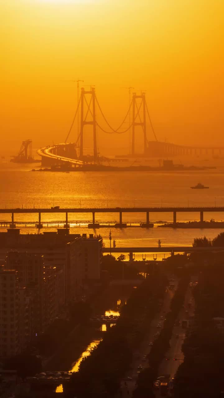 粵港澳大湾区建设中的深中通道视频素材