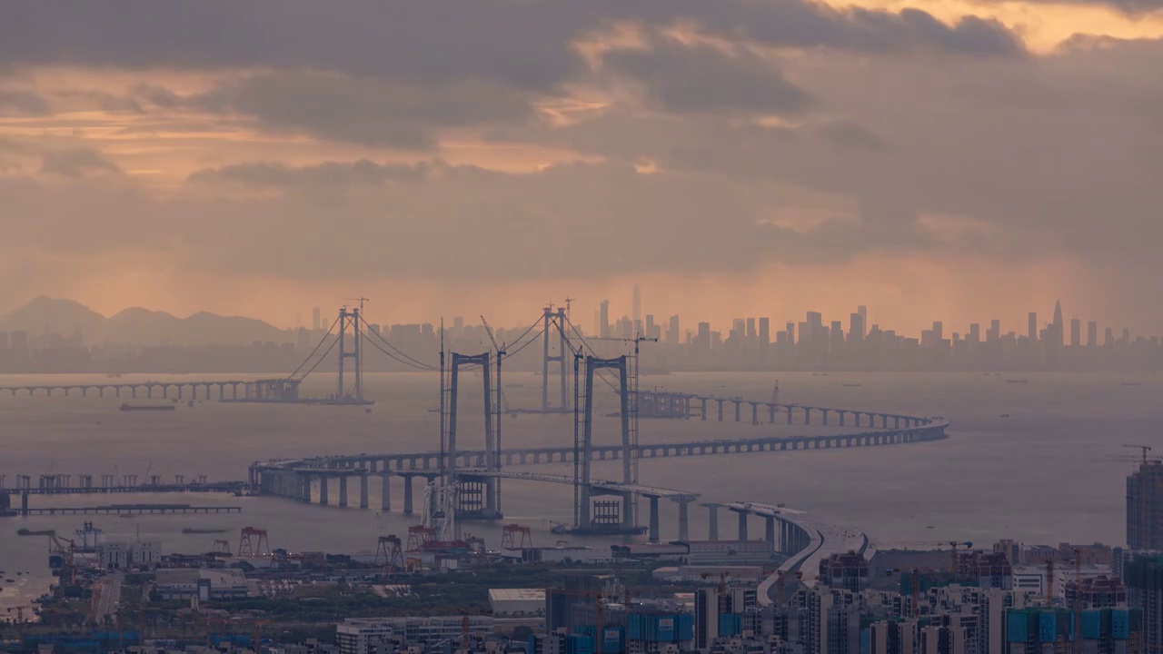 粵港澳大湾区建设中的深中通道视频素材