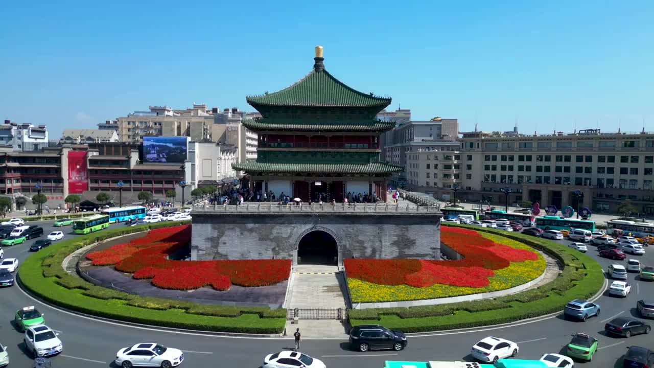 西安 地标 永宁门 小雁塔 南门城楼 西安钟楼 鼓楼 西安博物院视频素材