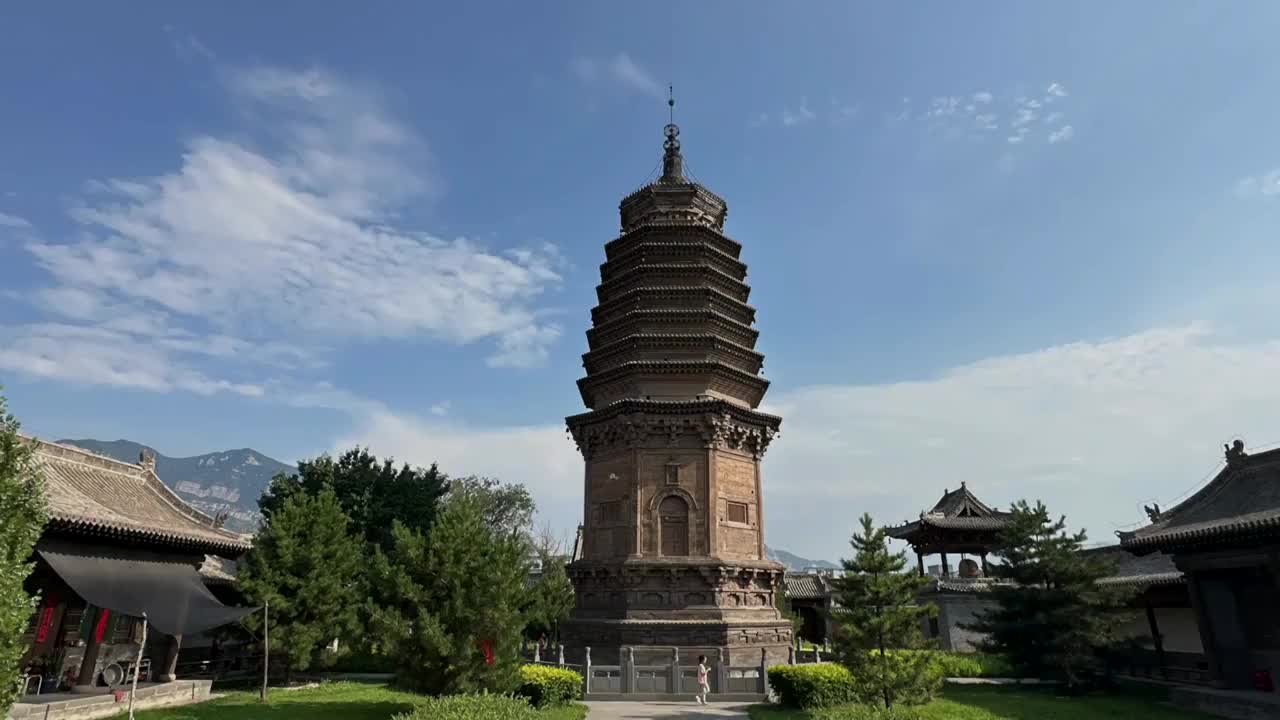 延时摄影山西浑源县圆觉寺佛塔视频素材