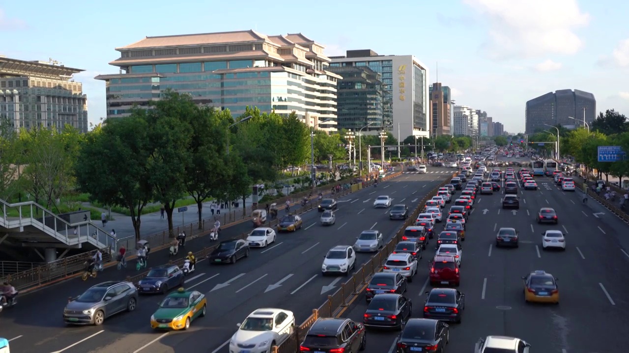 北京西单城市交通车流视频素材