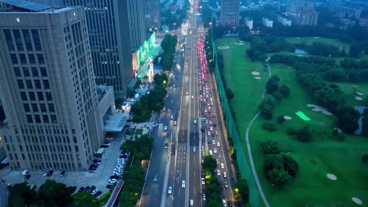 航拍石家庄城市道路延时视频素材