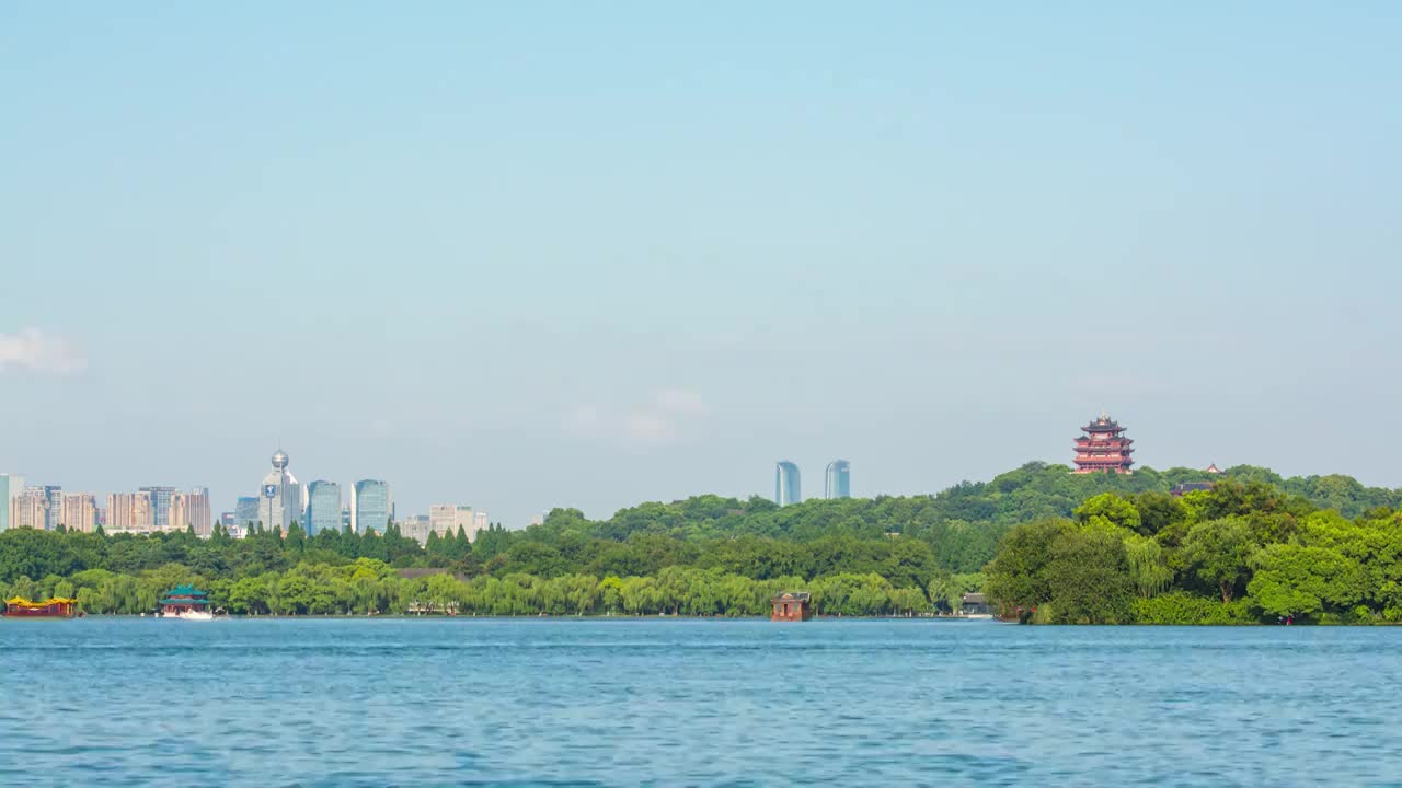 杭州西湖旅游 西湖风景 杭州地标景点 西湖风光 杭州吴山城隍阁 杭州风光 杭州旅游 西湖游船视频素材