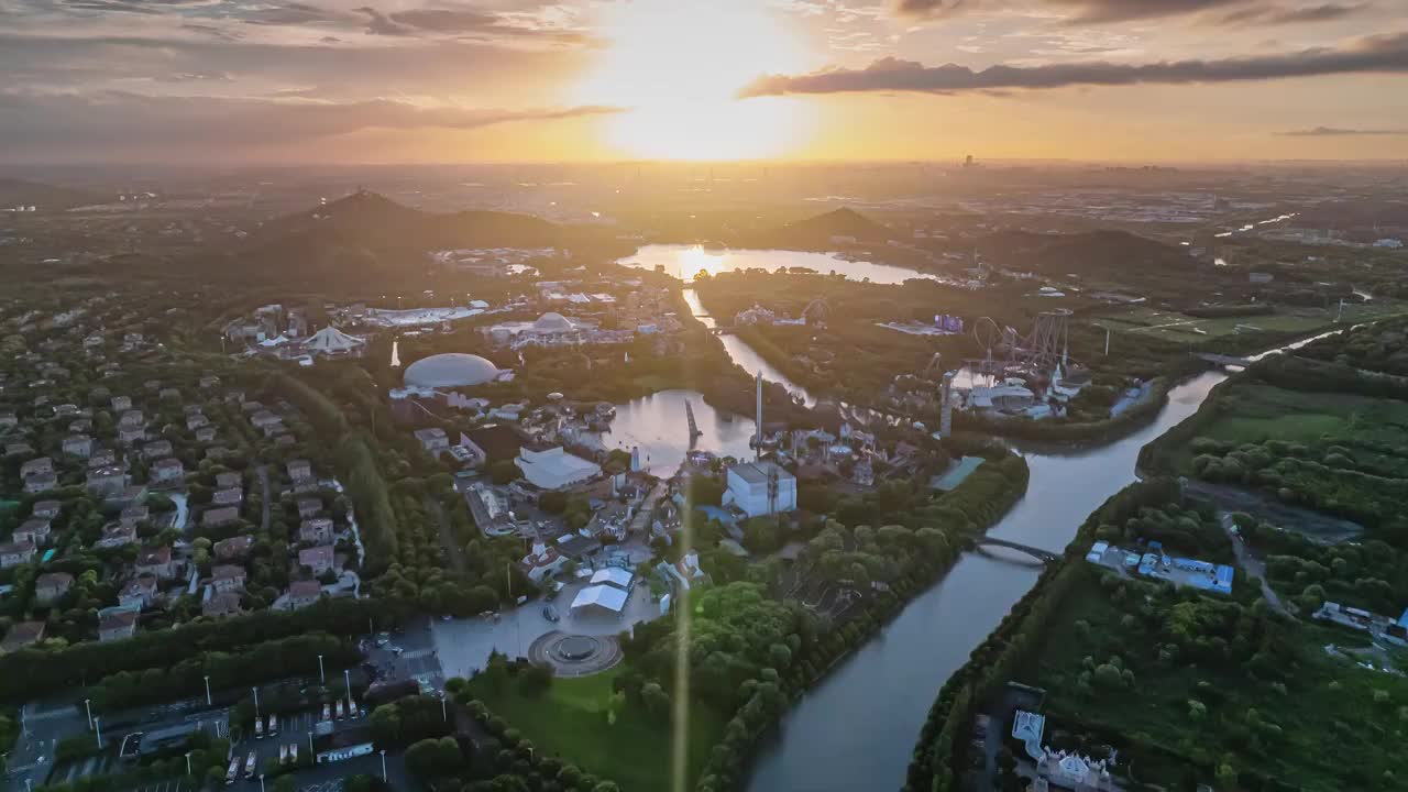 航拍上海松江著名旅游景点视频素材